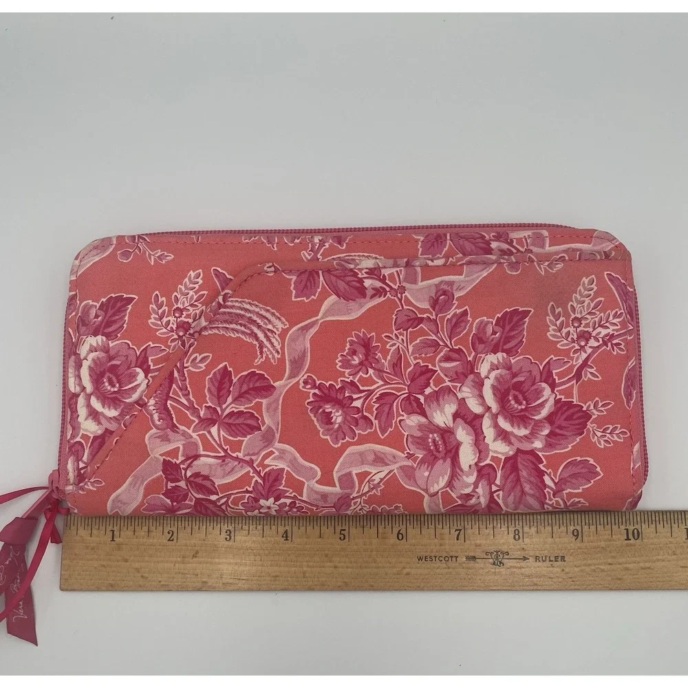 Vera Bradley Large Zip Wallet Travel Organizer Hope Toile Retired Pattern - Picture 16 of 16
